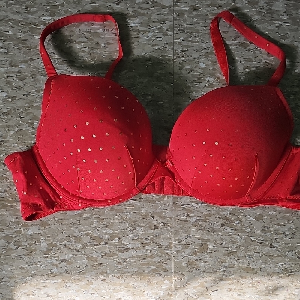 Cacique 44B Red with Gold Dots Padded With Underwire Bra - Women Intimates
